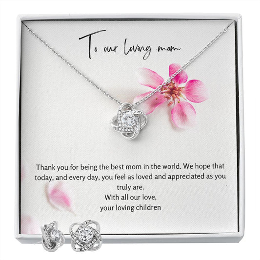 Love Knot Earring and Necklace Mom