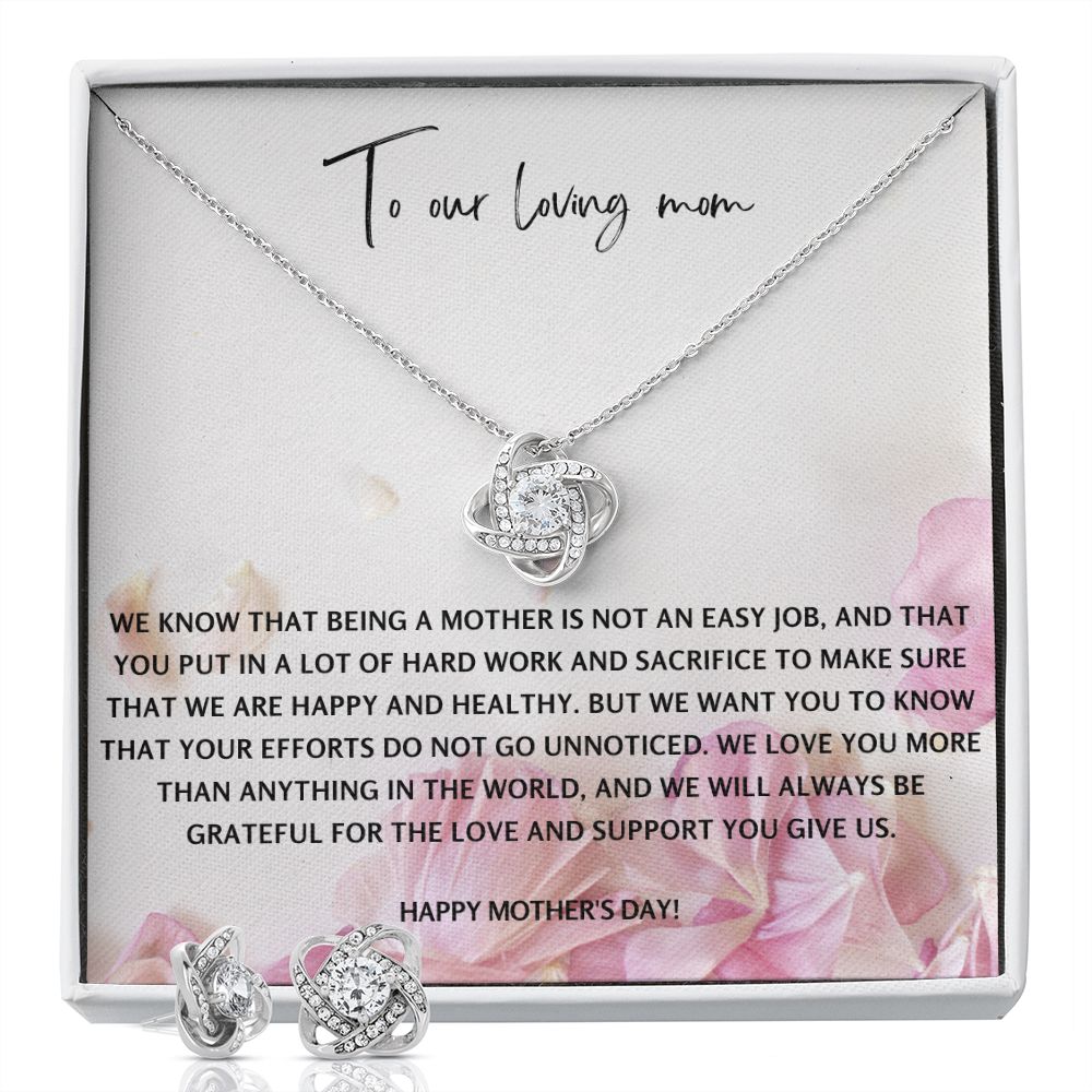 Love Knot Earrings and Necklace Mom